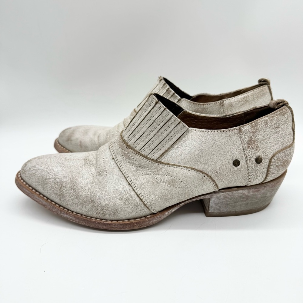 Matisse Roscoe Distressed Leather Almond Toe Heeled Western Bootie Cream Sz 8.5 - Picture 8 of 13
